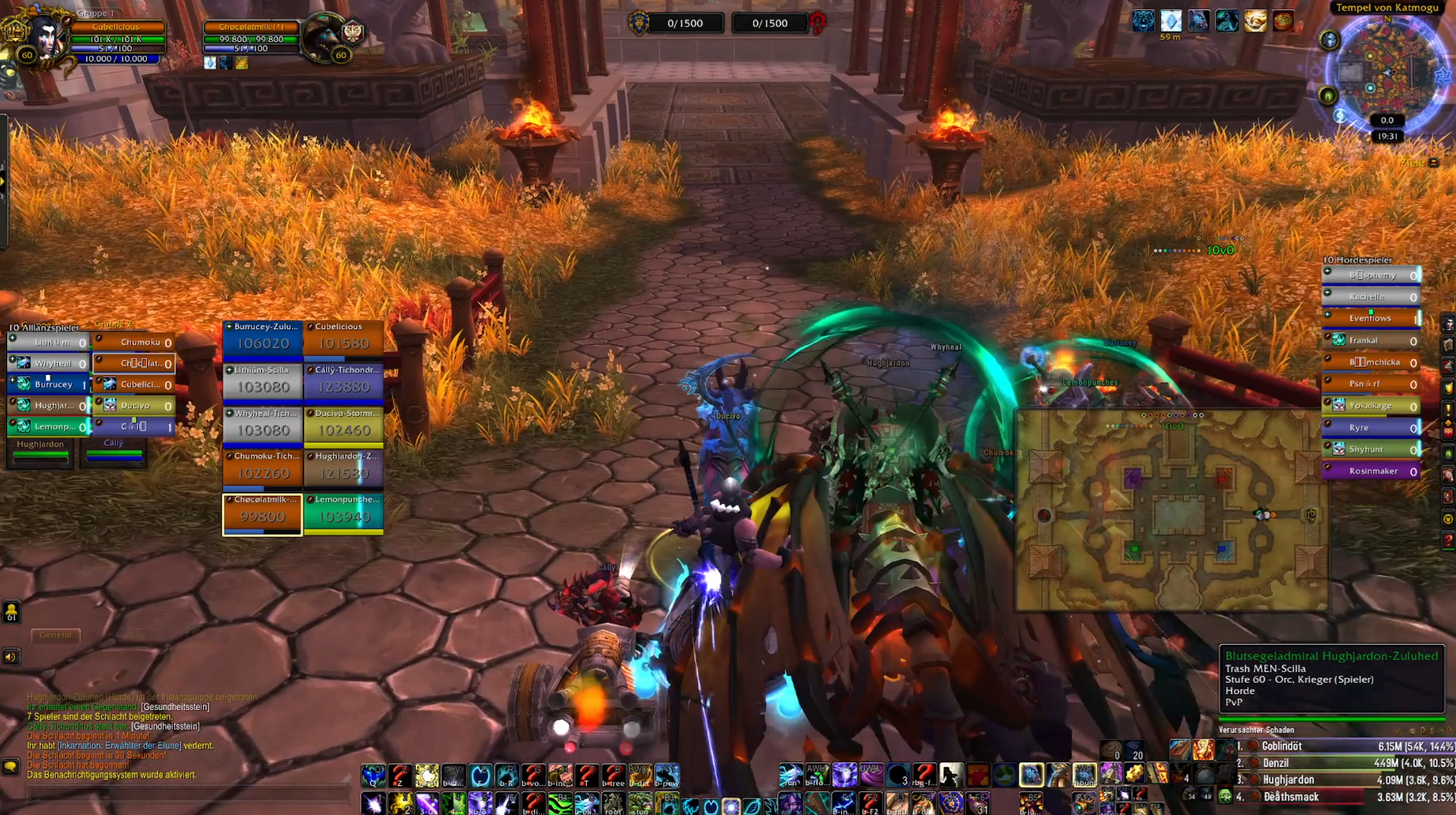 The RBG team rides out together at the start of a Temple of Kotmogu match.